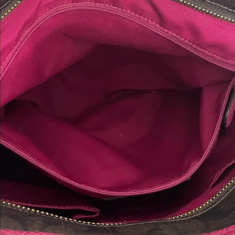 Coach Brown and Pink Signature Canvas Tote
